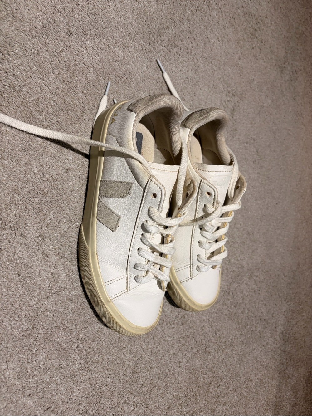 Veja Campo Leather Sneakers in Off-White and Cream